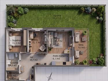 Polecam 3-pokojowe mieszkanie 67 m² z ogrodem i tarasem mieszkanie Warszawa, Wola, Jana Kazimierza