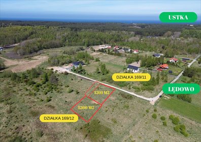 działka na sprzedaż 1201m2 działka Ustka, Lędowo