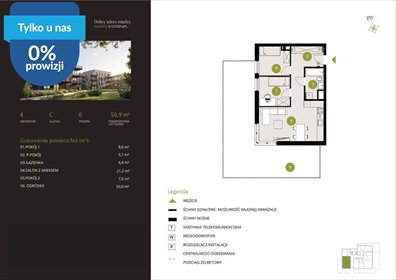 Do sprzedania nowoczesne 3-pokojowe mieszkanie 50,8 m² w Bydgoszczy mieszkanie Bydgoszcz, Flisy, Mińska