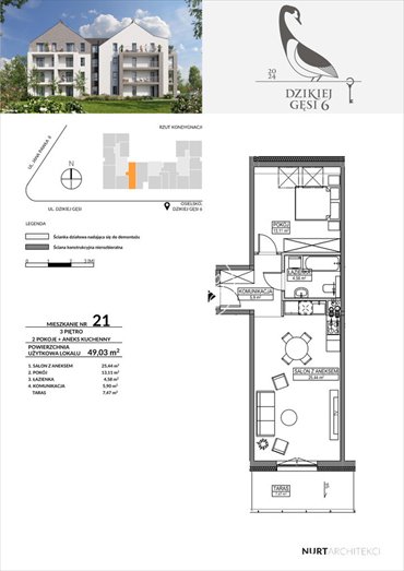 mieszkanie na sprzedaż 49m2 mieszkanie Osielsko, Dzikiej Gęsi