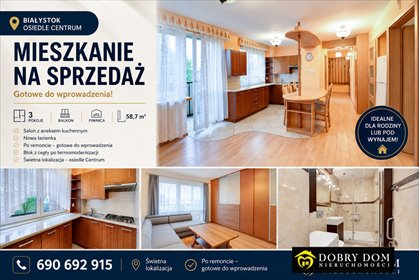 Przestronne 3-pokojowe mieszkanie po remoncie polecam mieszkanie Białystok, Centrum