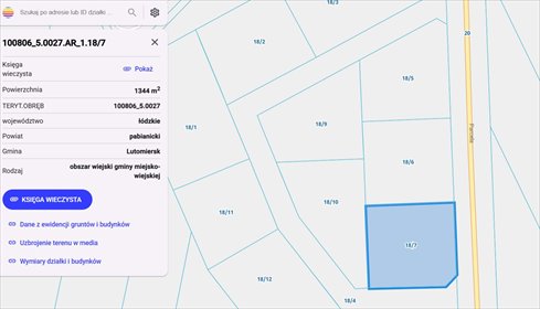 działka na sprzedaż 1344m2 działka Lutomiersk, Wrząca, Parcela
