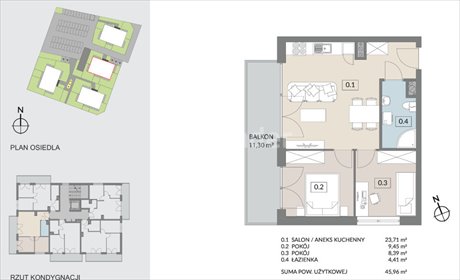 mieszkanie na sprzedaż 46m2 mieszkanie Poznań, Naramowice, Maków Polnych