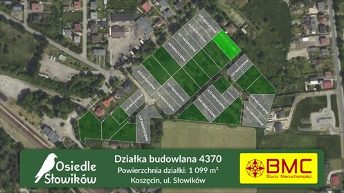 działka na sprzedaż 1099m2 działka Koszęcin, Słowików