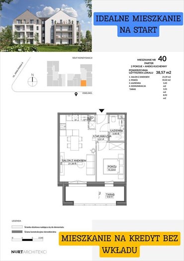 mieszkanie na sprzedaż 39m2 mieszkanie Osielsko, Dzikiej Gęsi