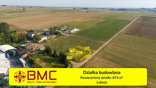 Sprzedam działkę budowlaną 874 m² w Lubszy, cicha okolica działka Lubsza, Młynek