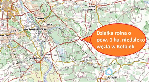 Na sprzedaż działka rolna 1 ha w Gadce koło Kołbieli działka Gadka