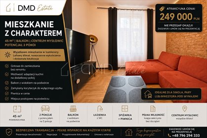 Stylowe 2-pokoje z balkonem i loftowym charakterem zapraszam mieszkanie Mysłowice, Centrum