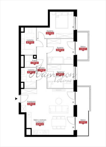 Ekskluzywny apartament 88,4 m² z 3 sypialniami i balkonami mieszkanie Warszawa, Mokotów, Wołoska