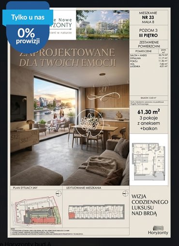 Mieszkanie 61 m² w Bydgoszczy - 3 pokoje i atrakcyjna cena mieszkanie Bydgoszcz, Fordońska