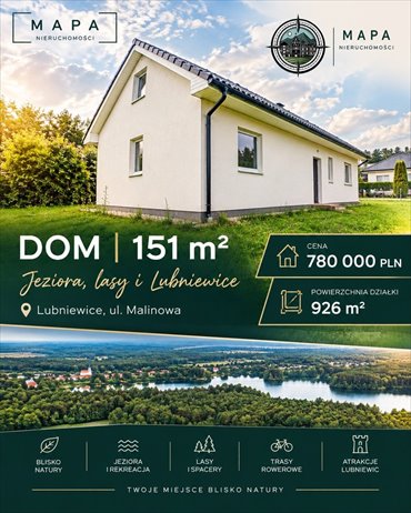 Na sprzedaż dom 151 m² w Lubniewicach z działką 926 m² dom Lubniewice, Malinowa