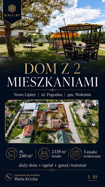 Przestronny dom z dwoma niezależnymi mieszkaniami i dużą działką dom Nowe Lipiny, Pogodna