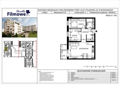 mieszkanie na sprzedaż 59m2 mieszkanie Bydgoszcz, Bartodzieje Małe, Filmowa