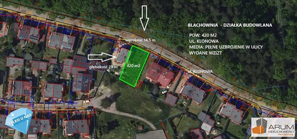 działka na sprzedaż 420m2 działka Blachownia