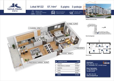 mieszkanie na sprzedaż 57m2 mieszkanie Łomża, Akademicka