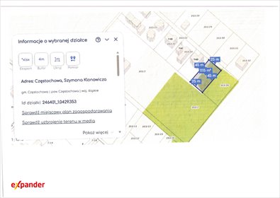 Działka 1115 m² z pełnym uzbrojeniem i pięknym widokiem działka Częstochowa, Szymona Klonowicza