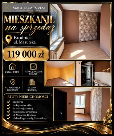 Przytulne mieszkanie z ogródkiem, bez czynszu. mieszkanie Brodnica, Mazurska