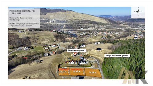 działka na sprzedaż 1462m2 działka Klęczany