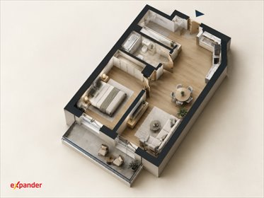 Nowa Dęba 48,3 m² w stanie deweloperskim z balkonem mieszkanie Nowa Dęba, Kwiatkowskiego