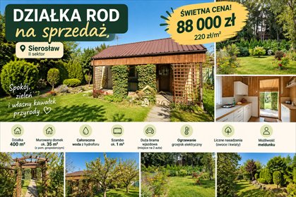 Działka ROD 400 m² z murowanym domkiem (Sierosław) działka Sierosław