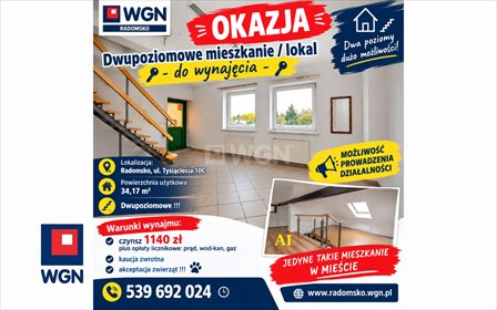 Dwupoziomowe mieszkanie 34 m² w centrum Radomska mieszkanie Radomsko, TYSIĄCLECIE, Tysiąclecia