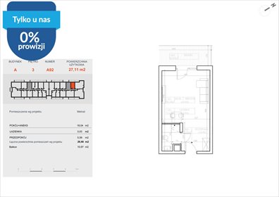 Przestronna kawalerka 26,84 m² w Bielawach – inwestycja premium mieszkanie Bydgoszcz, Bielawy, Jana Karola Chodkiewicza