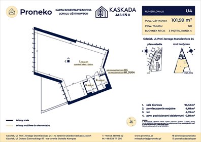 Nowoczesny lokal usługowy 102 m2 przy Stankiewicza - polecam! lokal użytkowy Gdańsk, Jasień, Kaskada Jasień, prof. Jerzego Stankiewicza