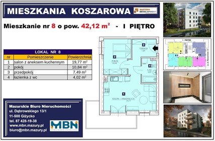 Sprzedam nowoczesne 2-pokojowe mieszkanie z balkonem w Giżycku mieszkanie Giżycko, Giżycko, Giżycko
