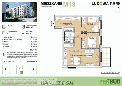 Nowoczesne 3-pokojowe mieszkanie z balkonem w centrum mieszkanie Zielona Góra, Centrum