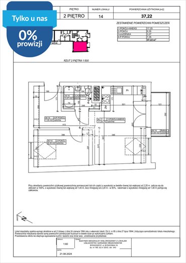 Atrakcyjne 2-pokojowe mieszkanie w Fordonie, 37,22 m2 mieszkanie Bydgoszcz, Fordon, Bydgoska