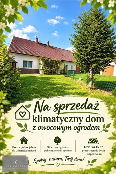 Urokliwy dom z potencjałem, dwie części i duża działka. dom Biskupice