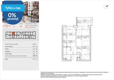 Przestronne 2-pokojowe mieszkanie w Bielawach, 36,42 m2 mieszkanie Bydgoszcz, Bielawy, Jana Karola Chodkiewicza