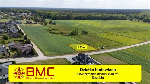 działka na sprzedaż 830m2 działka Strzebiń, Kościuszki
