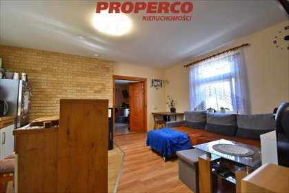 Drewniany dom po remoncie, ogrzewanie pellet, 50 m2 dom Włoszczowa, Rogienice