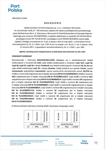 działka na wynajem 265716m2 działka Teresin