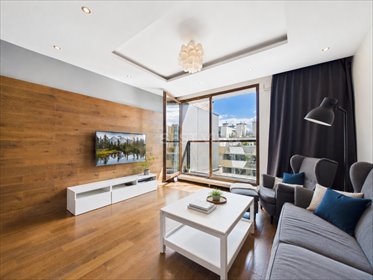 Nowoczesny 2-pokojowy apartament z panoramicznymi przeszkleniami mieszkanie Warszawa, Wilanów Błonia Wilanowskie, Sarmacka