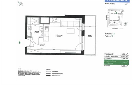 Do sprzedania kawalerka 27,46 m² z loggią w Krakowie mieszkanie Kraków, Podedworze