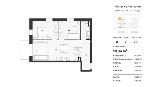 mieszkanie na sprzedaż 60m2 mieszkanie Lublin, Czechów, Koncertowa