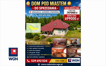 Do sprzedania dom 176 m² z dużą działką w Radomsku dom Radomsko, Klekowiec