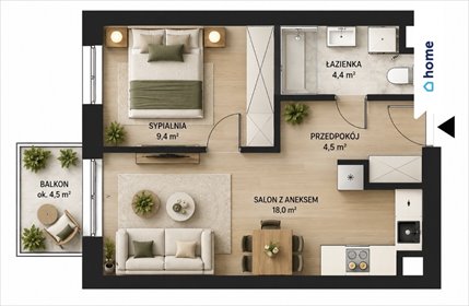 Zapraszam do mieszkania 36 m² z balkonem w Krzykach mieszkanie Wrocław, Franza Petera Schuberta