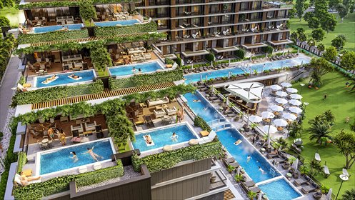 Luksusowe 3-pokojowe apartamenty z basenem i widokiem mieszkanie Antalya, Altıntaş, Aksu, Antalya