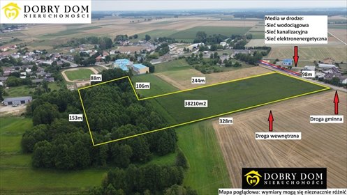 Duża działka 3,8ha z lasem i mediami - polecam działka Trzcianne
