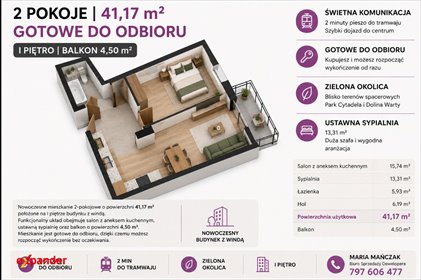 Nowoczesne 2-pokojowe mieszkanie z balkonem i windą zapraszam mieszkanie Poznań, Hawelańska