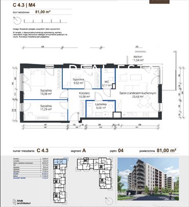 Na sprzedaż przestronne 4-pokojowe mieszkanie 81 m² z dużą loggią mieszkanie Kraków, Zabłocie