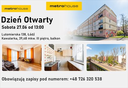 Przestronna kawalerka z potencjałem, parkiet, 40,7 m² mieszkanie Łódź, Bałuty, Lutomierska