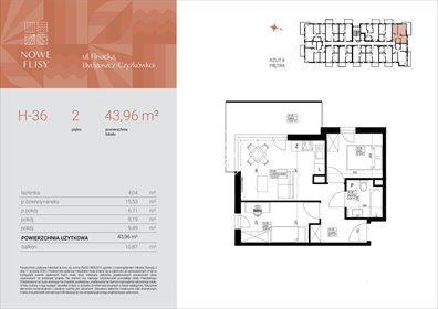mieszkanie na sprzedaż 44m2 mieszkanie Bydgoszcz, Czyżkówko, Flisacka