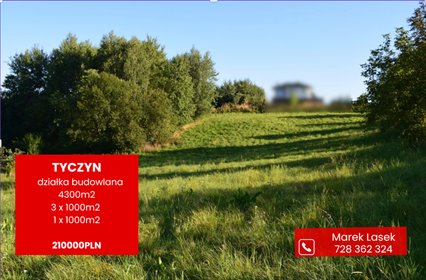 działka na sprzedaż 1000m2 działka Tyczyn