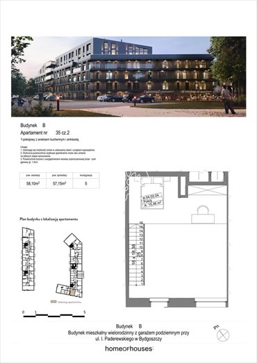mieszkanie na sprzedaż 57m2 mieszkanie Bydgoszcz, Bartodzieje, Ignacego Paderewskiego
