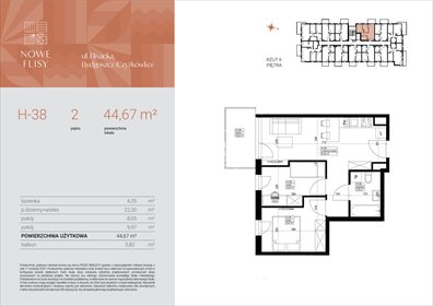 mieszkanie na sprzedaż 45m2 mieszkanie Bydgoszcz, Czyżkówko, Flisacka