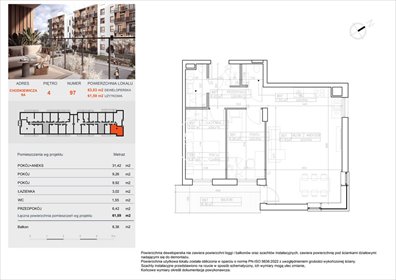 mieszkanie na sprzedaż 61m2 mieszkanie Bydgoszcz, Bielawy, Jana Karola Chodkiewicza